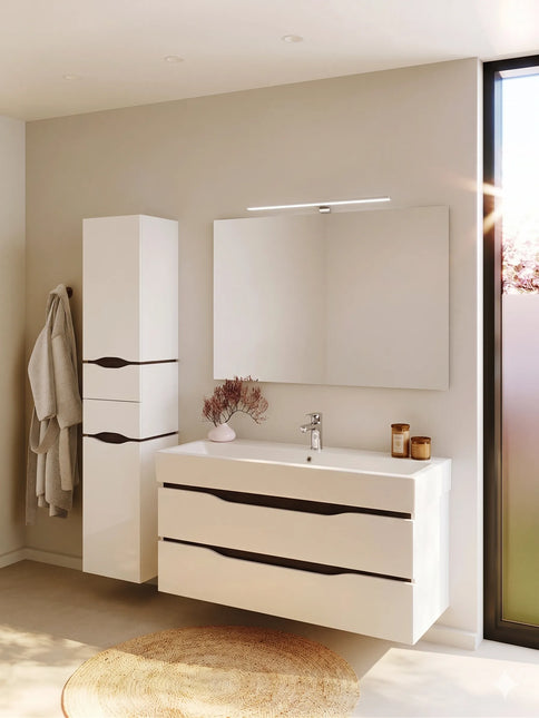 Mobilier de baie  suspendat  Venice, Alb+Wenge (Pinto)