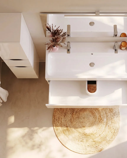 Mobilier de baie  suspendat  Venice , Alb+Wenge (Pinto 2 baterii)