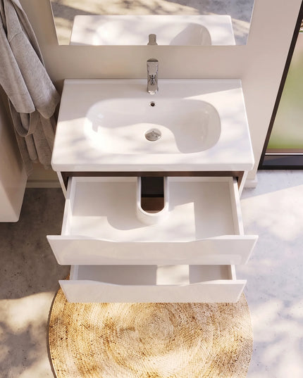 Mobilier de baie suspendat Venice, Alb+Wenge (City)