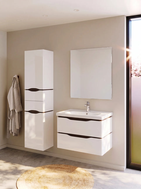 Mobilier de baie suspendat Venice, Alb+Wenge (City)