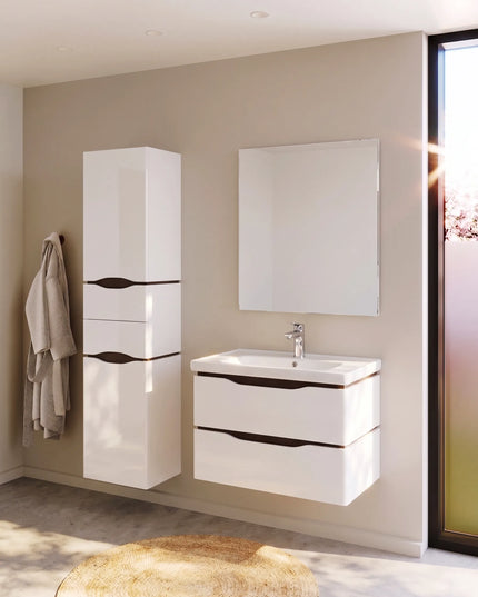 Mobilier de baie suspendat Venice, Alb+Wenge (City)