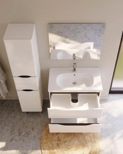 Mobilier de baie pe pardoseală Venice, Alb+Wenge (City)