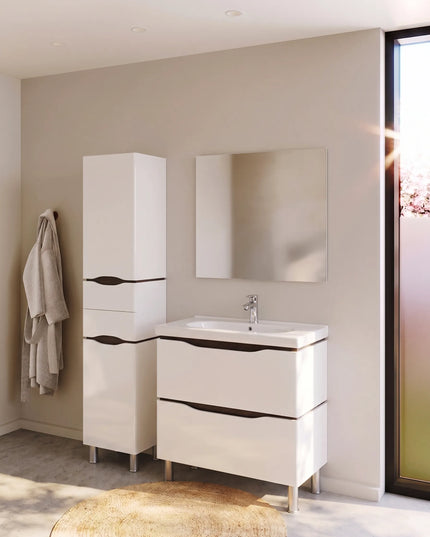 Mobilier de baie pe pardoseală Venice, Alb+Wenge (City)