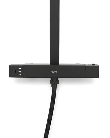 Set duș termostatic pătrat H-cubic – inox premium, finisaj negru mat