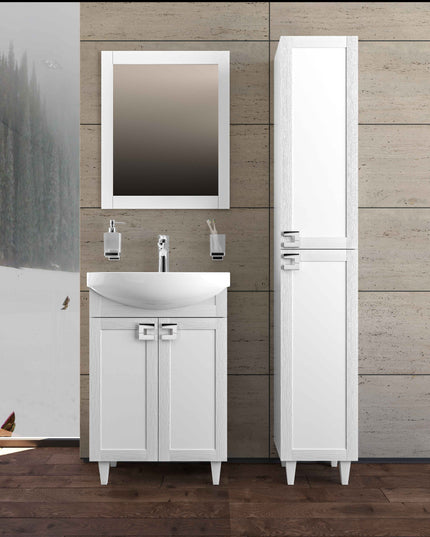 Mobilier de baie pe pardoseală Woodmix, Alb