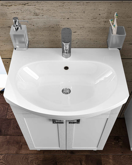 Mobilier de baie pe pardoseală Woodmix, Alb