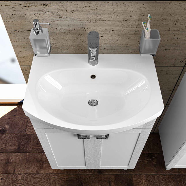 Mobilier de baie pe pardoseală Woodmix, Alb