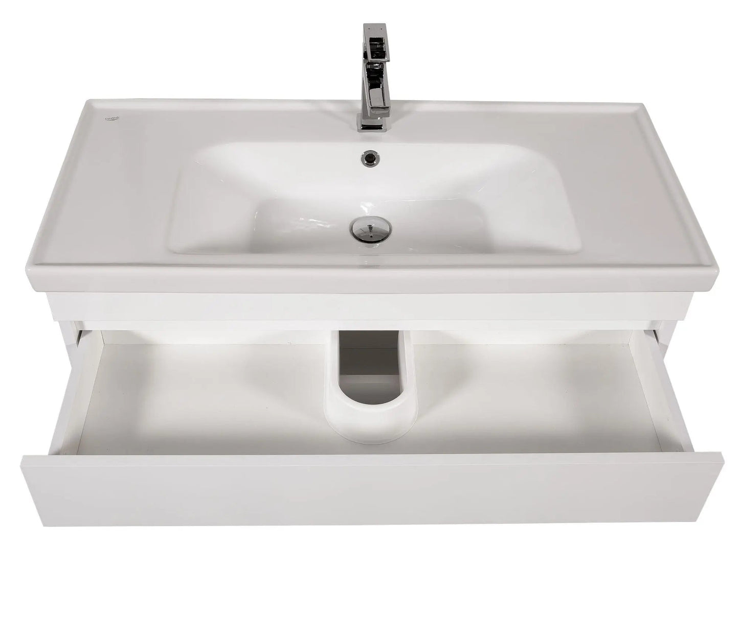 Mobilier de baie suspendat Vintage, Alb lucios