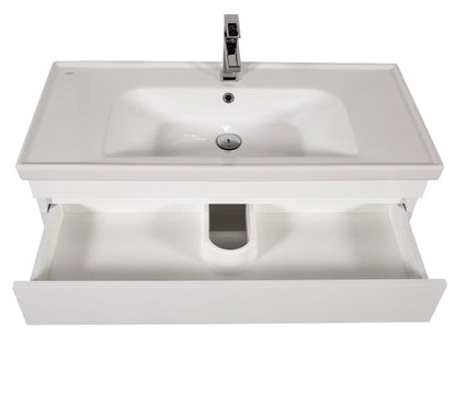 Mobilier de baie suspendat Vintage, Alb lucios