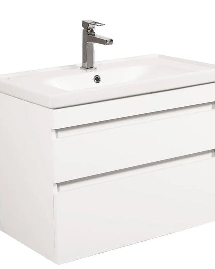 Mobilier de baie suspendat Vintage, Alb lucios