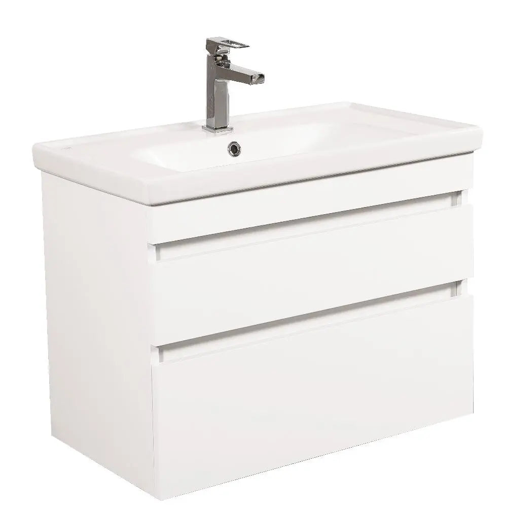Mobilier de baie suspendat Vintage, Alb lucios