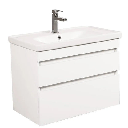 Mobilier de baie suspendat Vintage, Alb lucios
