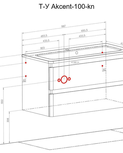 Mobilier de baie suspendat Accent gri