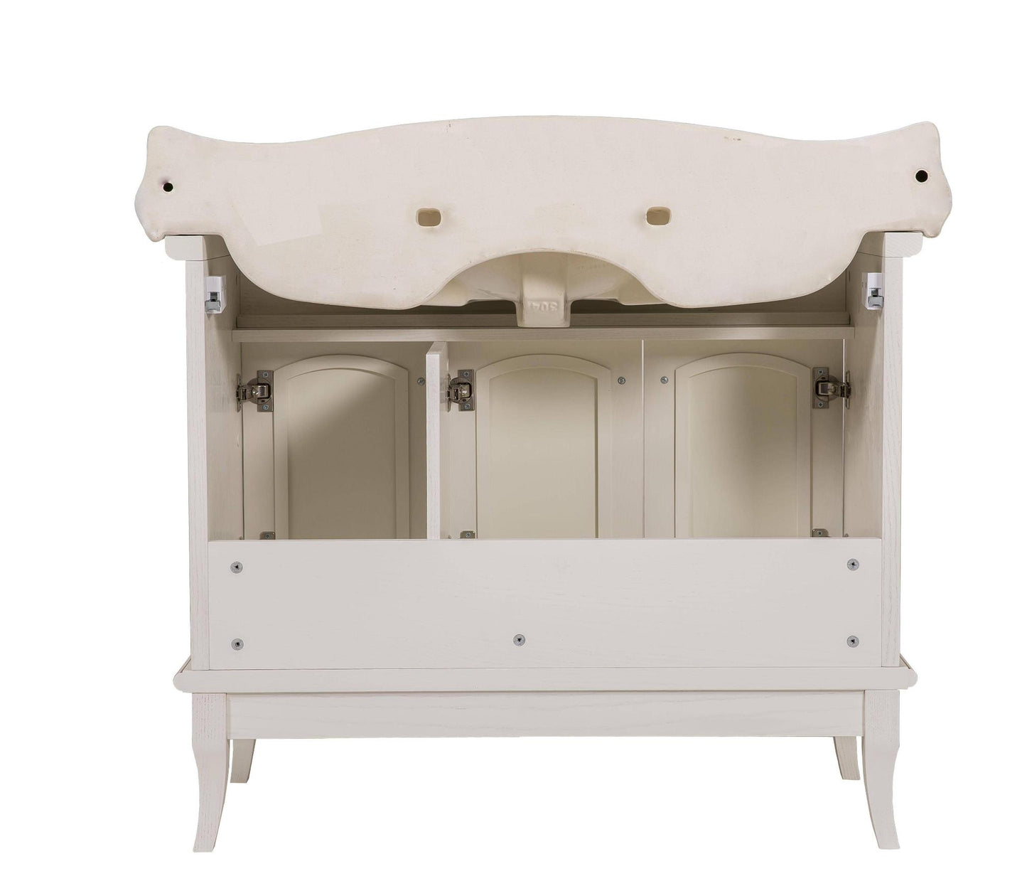 Mobilier de baie pe pardoseală Mikella, Alb+Crom