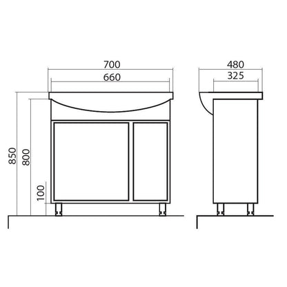 Mobilier de baie pe pardoseală Terra, Alb