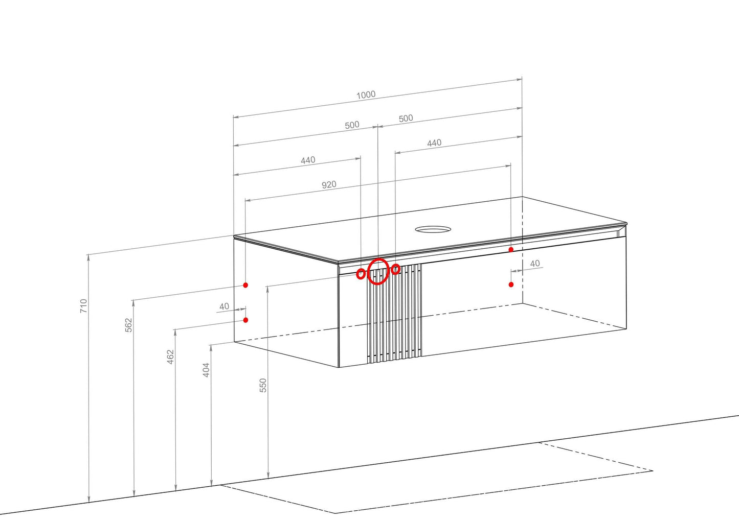 Mobilier de baie suspendat Manhattan (Zero), Alb