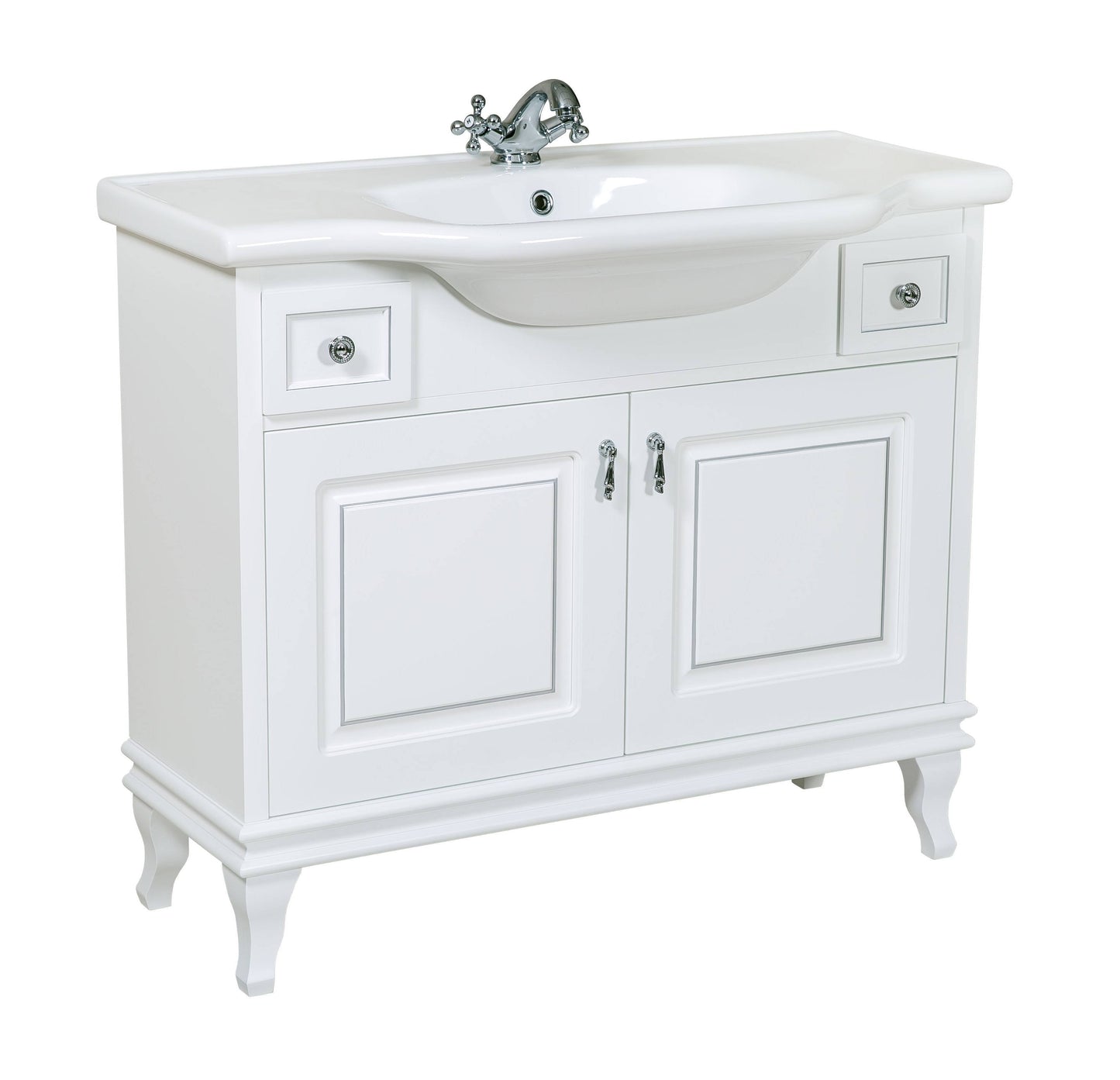 Mobilier de baie pe pardoseală Beatrice alb+crom