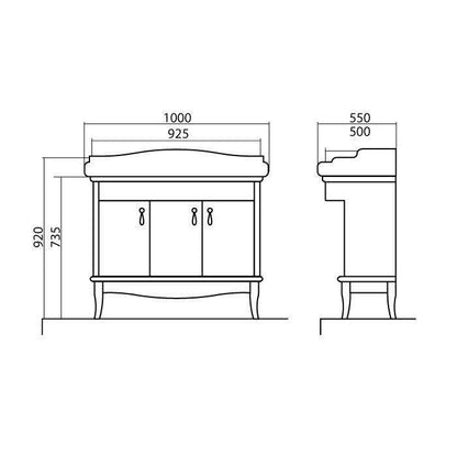 Mobilier de baie pe pardoseală Mikella, Alb+Crom