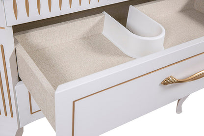 Mobilier de baie pe pardoseală Royal, Alb+auriu
