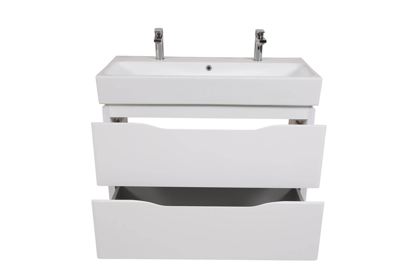 Mobilier de baie pe pardoseală Venice, Alb pentru 2 baterii