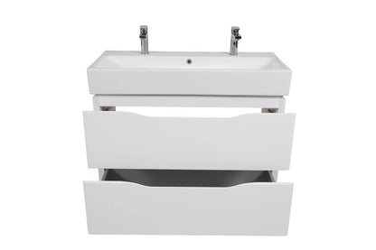 Mobilier de baie pe pardoseală Venice, Alb pentru 2 baterii