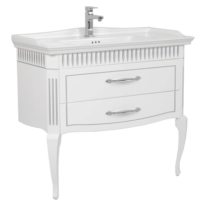 Mobilier de baie pe pardoseală Royal, Alb+argintiu