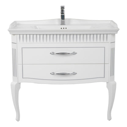 Mobilier de baie pe pardoseală Royal, Alb+argintiu
