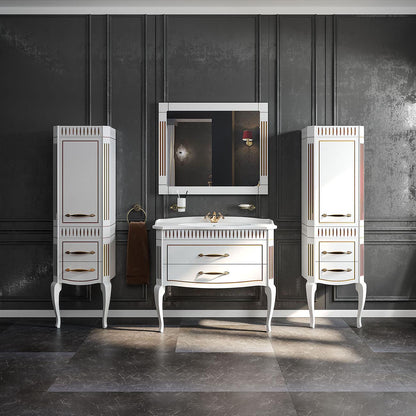 Mobilier de baie pe pardoseală Royal, Alb+auriu
