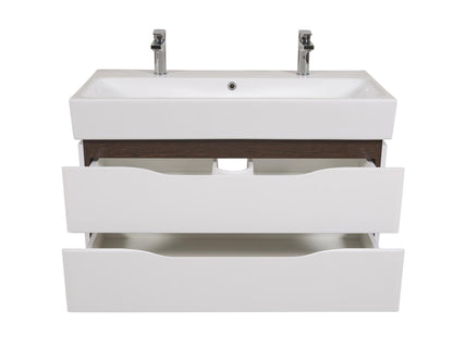 Mobilier de baie  suspendat  Venice , Alb+Wenge (Pinto 2 baterii)
