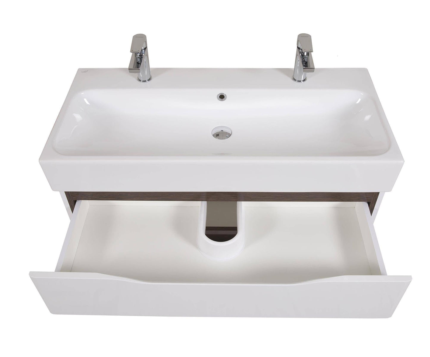 Mobilier de baie  suspendat  Venice , Alb+Wenge (Pinto 2 baterii)