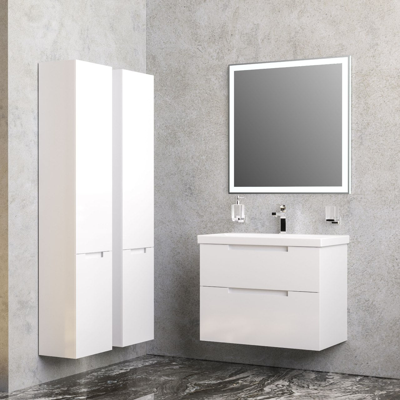 Mobilier de baie suspendat Infinity, Alb