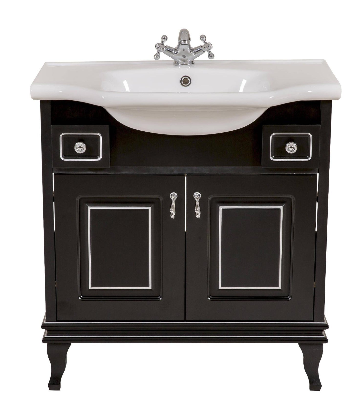 Mobilier de baie pe pardoseală Beatrice negru+crom