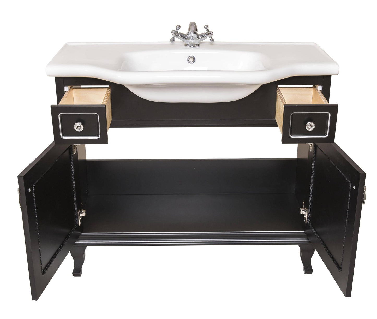 Mobilier de baie pe pardoseală Beatrice negru+crom