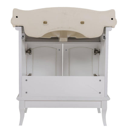 Mobilier de baie pe pardoseală Mikella, Alb+Crom