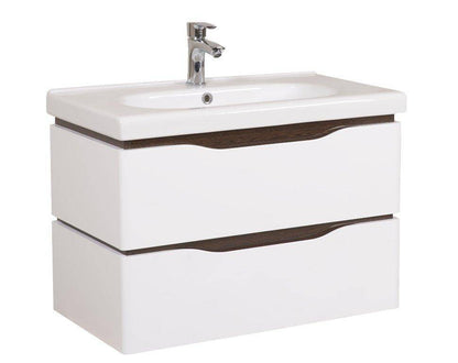 Mobilier de baie suspendat Venice, Alb+Wenge (City)