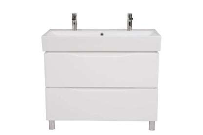 Mobilier de baie pe pardoseală Venice, Alb pentru 2 baterii