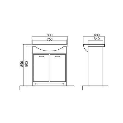 Mobilier de baie pe pardoseală Classic Alb