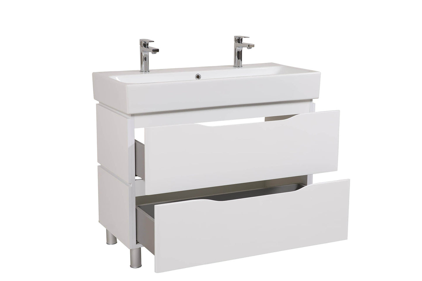 Mobilier de baie pe pardoseală Venice, Alb pentru 2 baterii