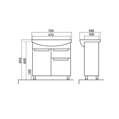 Mobilier de baie pe pardoseală Quadro, Alb