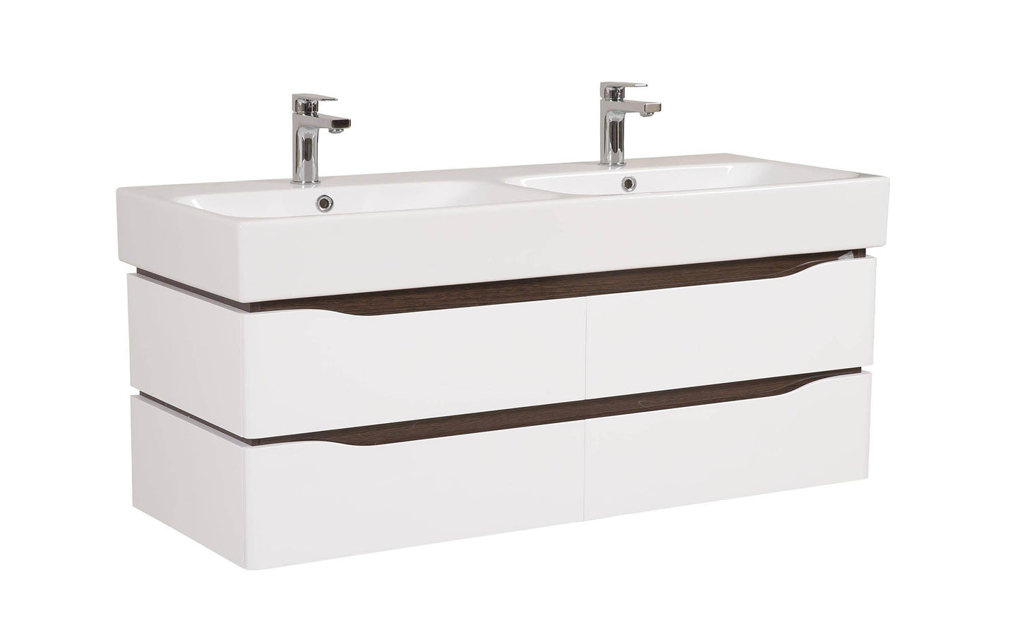 Mobilier de baie  suspendat  Venice , Alb+Wenge (Pinto 2 baterii)