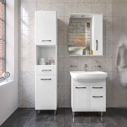 Mobilier de baie pe pardoseală cu sertar Decor, Alb