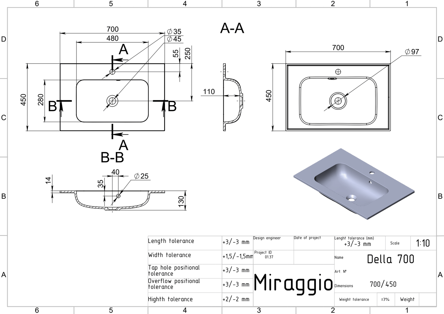 Lavoar pe blat Della 700, Miraggio