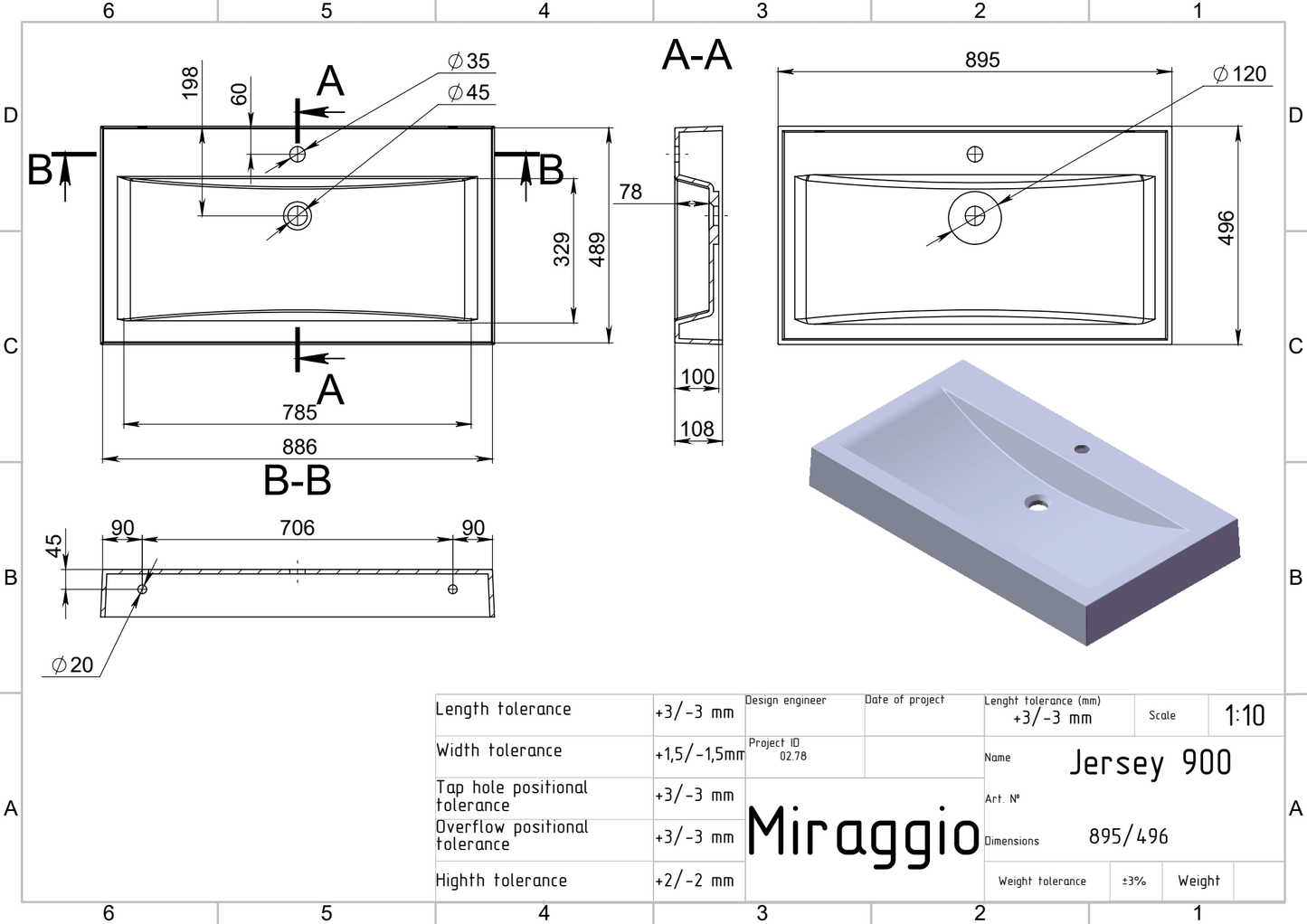 Lavoar pe blat Jersey 900, Miraggio
