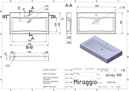 Lavoar pe blat Jersey 900, Miraggio