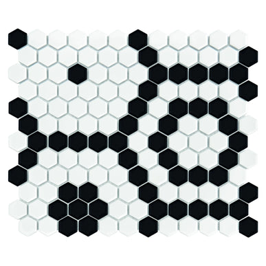 Mozaic Mini Hexagon B&W Bee 30×26