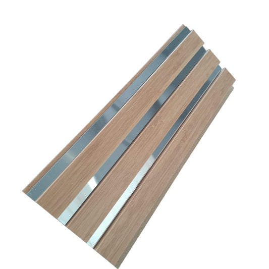 Panou Riflaj Decorativ Mdf, Nuc & Argintiu