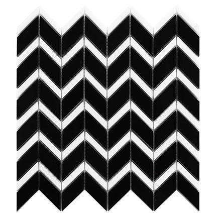 Mozaic Pure Black Chevron mix 30,5×30,5