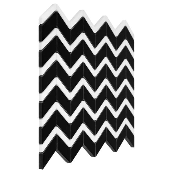 Mozaic Pure Black Chevron mix 30,5×30,5