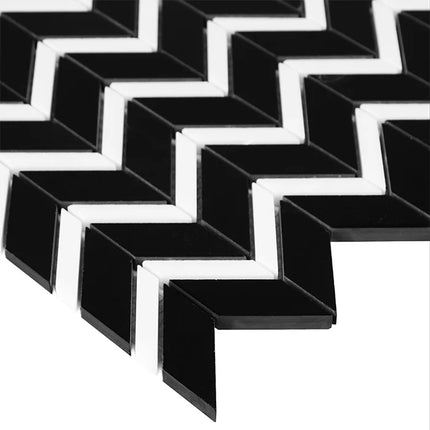 Mozaic Pure Black Chevron mix 30,5×30,5
