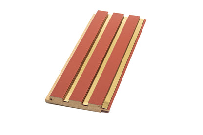 Panou Riflaj Decorativ Mdf, Portocaliu Rosiatic & Auriu